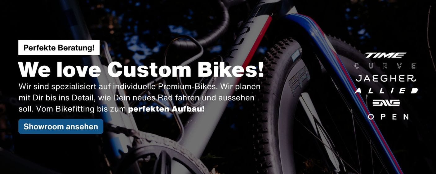 We love custom bikes: ENVE, TIME, CURVE, JAEGHER Cycles, OPEN Cycles, Allied